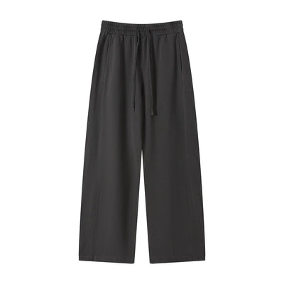 Curved Seam Straight Leg Casual Street Trousers