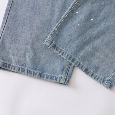 Light Blue Ripped Wide-Leg Jeans