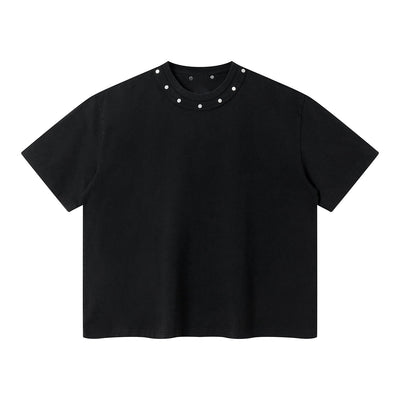 Rivet Detail Washed Boxy Fit T-Shirt