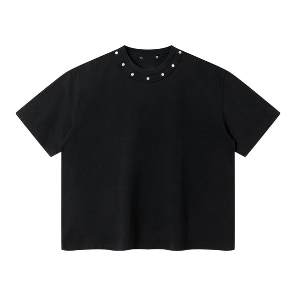 Rivet Detail Washed Boxy Fit T-Shirt
