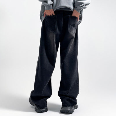 Wide Leg Pinstripe Detail Denim Jeans