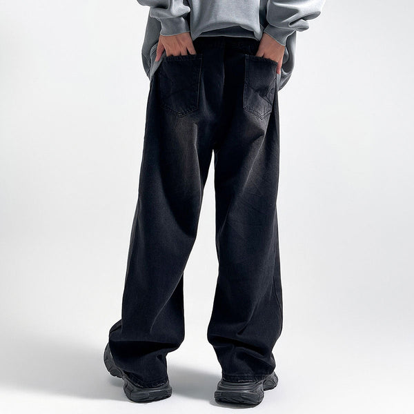 Wide Leg Pinstripe Detail Denim Jeans