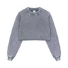 Distressed Raw Hem Crop Sweatshirt