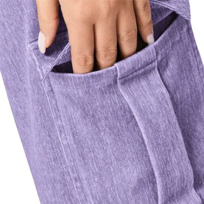 High Waist Stretch Cargo Wide Leg Jeans