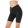 Crossover High Waist Stretch Denim Casual Skinny Shorts