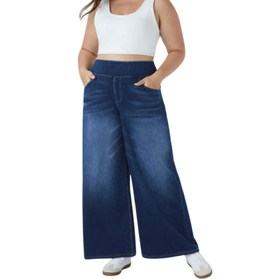 High Waist Stretch Wide Leg Denim Jeans