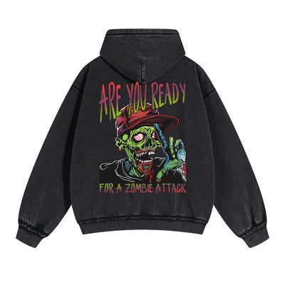 Zombies Graphic Double Slider Zip Hoodie-INNBLAC