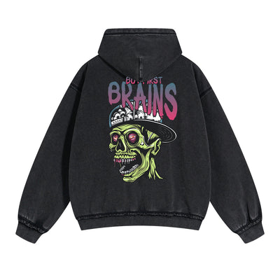 Zombies Graphic Double Slider Zip Hoodie-INNBLAC