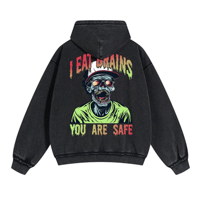 Zombies Graphic Double Slider Zip Hoodie-INNBLAC