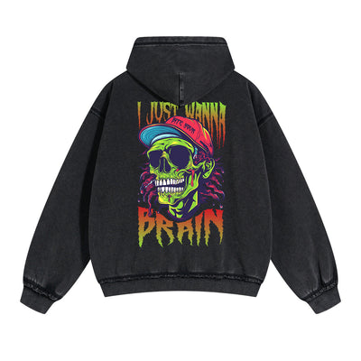 Zombies Graphic Double Slider Zip Hoodie-INNBLAC