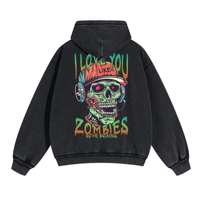 Zombies Graphic Double Slider Zip Hoodie-INNBLAC