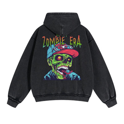 Zombies Graphic Double Slider Zip Hoodie-INNBLAC
