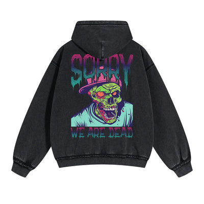 Zombies Graphic Double Slider Zip Hoodie-INNBLAC