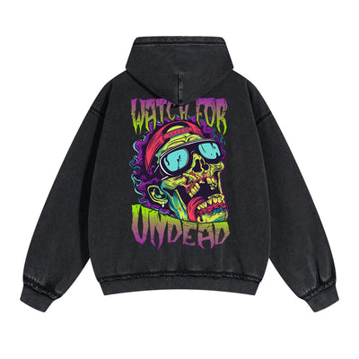 Zombies Graphic Double Slider Zip Hoodie-INNBLAC