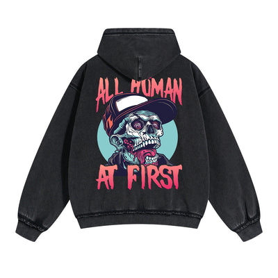 Zombies Graphic Double Slider Zip Hoodie-INNBLAC