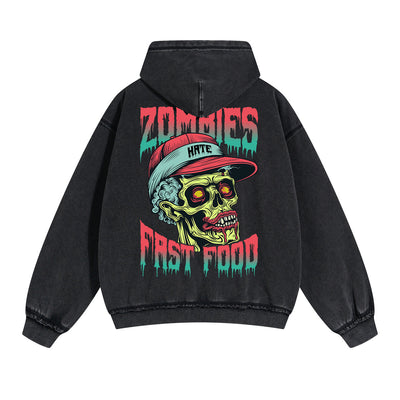 Zombies Graphic Double Slider Zip Hoodie-INNBLAC