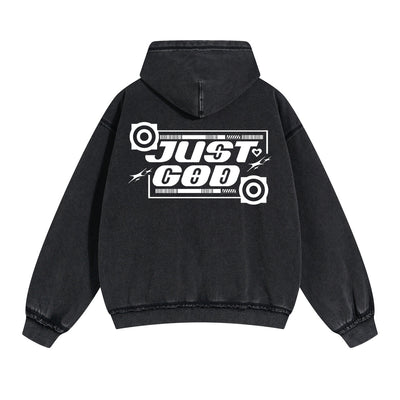 Just God Christian Y2k Double Slider Zip Hoodie-INNBLAC