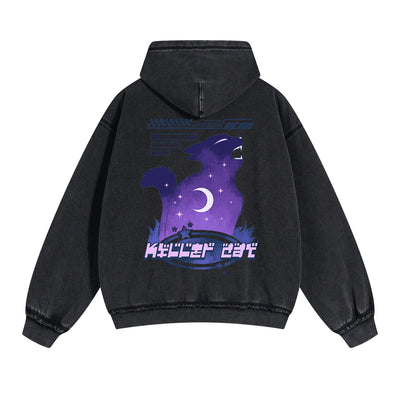 Killer Cat Y2K Double Slider Zip Hoodie-INNBLAC