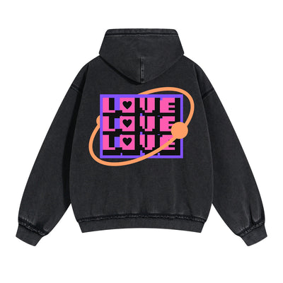 Love Love Love Y2K Valentines Double Slider Zip Hoodie-INNBLAC