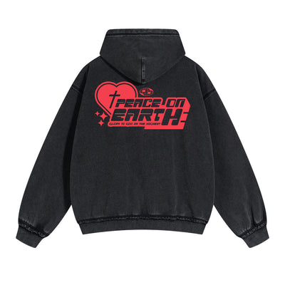 Peace On Earth Y2k Christian Double Slider Zip Hoodie-INNBLAC