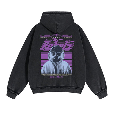 Rebels Y2k Streetwear Double Slider Zip Hoodie-INNBLAC