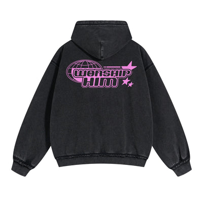 Worship Him Christian Y2k Double Slider Zip Hoodie-INNBLAC