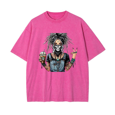 Gothic Girl Stone Wash Graphic Tee-INNBLAC